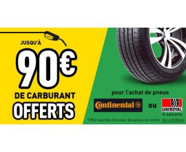Feu Vert: Jusqu'à 90€ de Carburant Offerts pour l'achat de pneus Continental ou Uniroyal