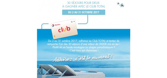 Total: 30 séjours Club Med à gagner avec le Club TOTAL