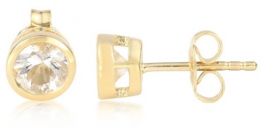 Juwelo: Boucles d'oreilles rondes en argent plaqué or jaune et pierre blanche à 29€