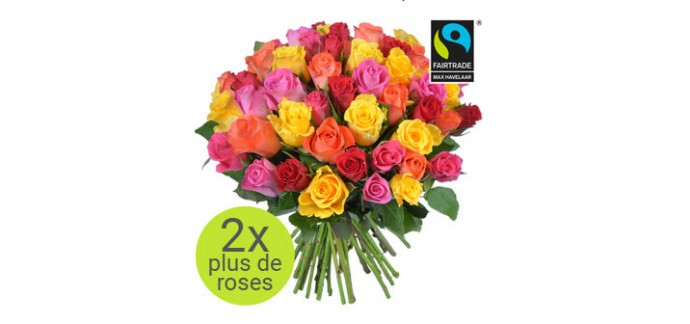 Aquarelle: Le bouquet Arlequin de 60 roses au prix de 30 roses 