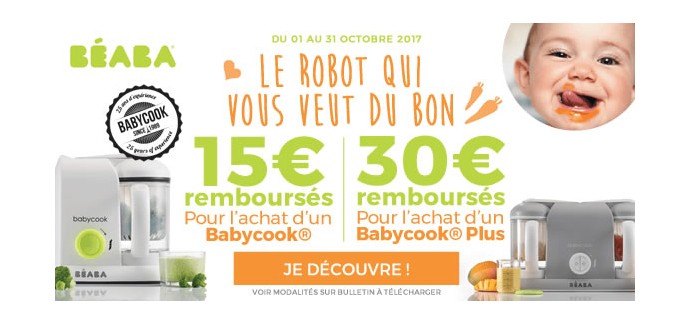 Allobébé: Jusqu'à 30€ remboursés pour l'achat d'un robot Babycook de BÉABA