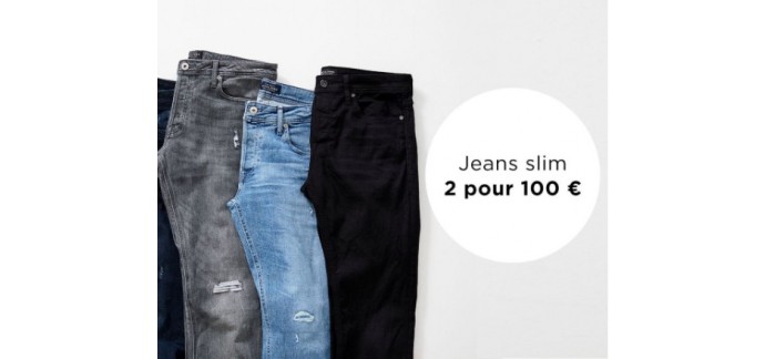 JACK & JONES: 2 jeans Slim pour 100€