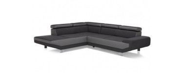 Alinéa: Canapé d'angle fixe gauche en tissu bicolore gris à 559,30€