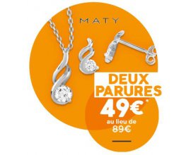 MATY: Deux parures collier pendentif et boucle d'oreilles à 49€ au lieu de 89€