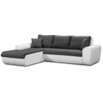 Cdiscount: Canapé d'angle gauche convertible 4 places - Tissu gris & simili blanc à 399,99€