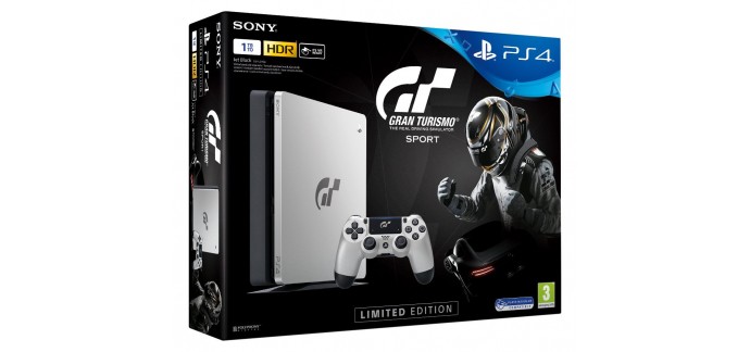 Amazon: PS4 Slim 1To - édition limitée Silver - Gran Turismo Sport à 333,19€
