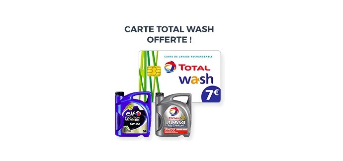 Cdiscount: 1 carte de lavage Total Wash offerte pour l'achat d'un bidon d'huile de 5L