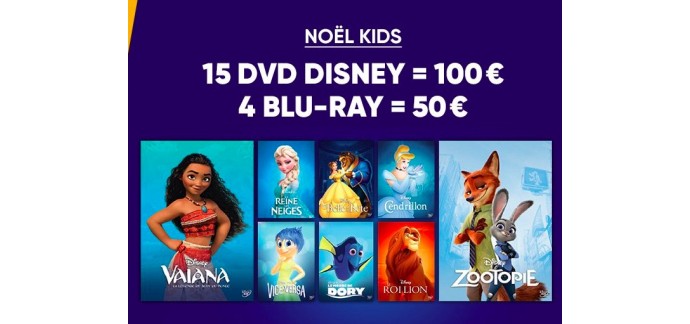 Fnac: Dessins Animés Disney : 15 DVD pour 100€ ou 4 Blu-ray pour 50€