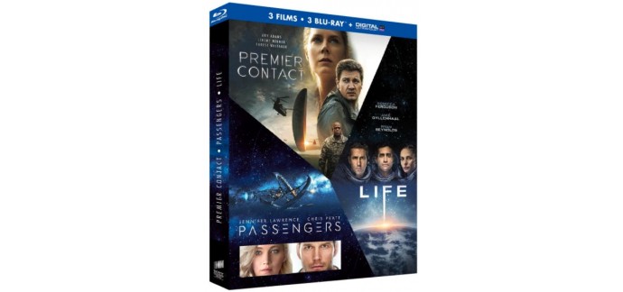 Amazon: Coffret Blu-ray 3 films : Premier contact + Passengers + Life à 12,99€