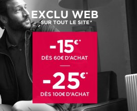 Brice: -15€ dès 60€ d'achat ou -25€ dès 100€ cumulable avec l'opération "10 JOURS"