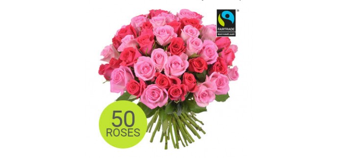 Aquarelle: Bouquet de 50 roses à 25€ au lieu de 34,50€