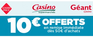Cdiscount: 10€ offerts dès 50€ d'achats chez Casino/Géant ou Leader Price