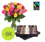 Aquarelle: Le bouquet de roses et la boîte de rochers pralinés à 25 € au lieu de 33 €