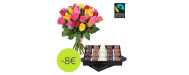 Aquarelle: Le bouquet de roses et la boîte de rochers pralinés à 25 € au lieu de 33 €