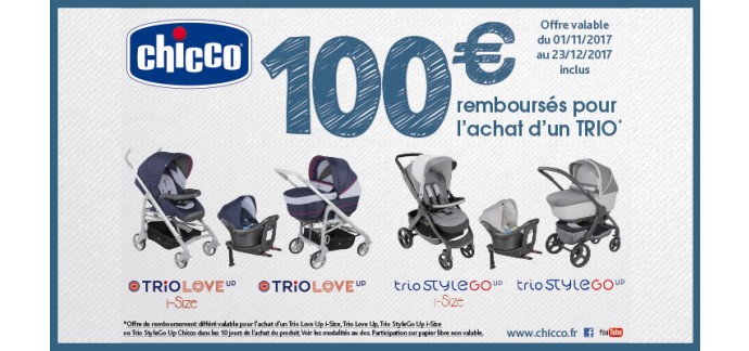 Chicco: 100€ remboursés pour l'achat d'un Trio Chicco