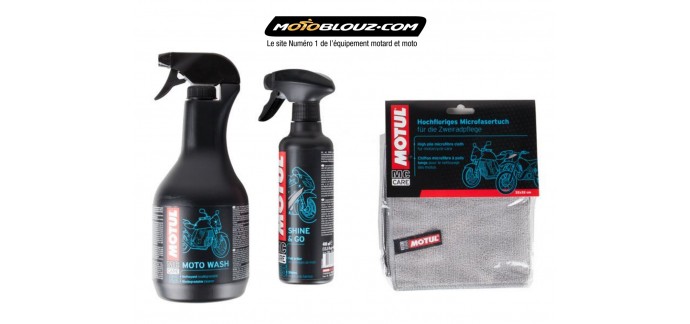 Motoblouz: 1 flacon Motul Moto Wash et 1 Shine & Go acheté = 1 microfibre offert