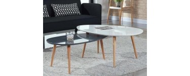 Cdiscount: Table basse scandinave laquée blanc STONE à 39,99€ au lieu de 149€
