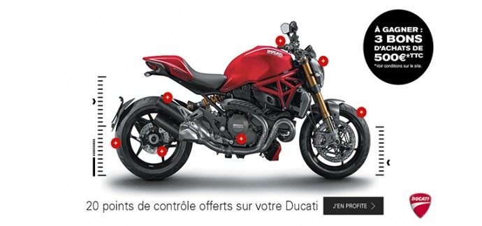 Ducati: 20 points de contrôle gratuit de votre moto Ducati