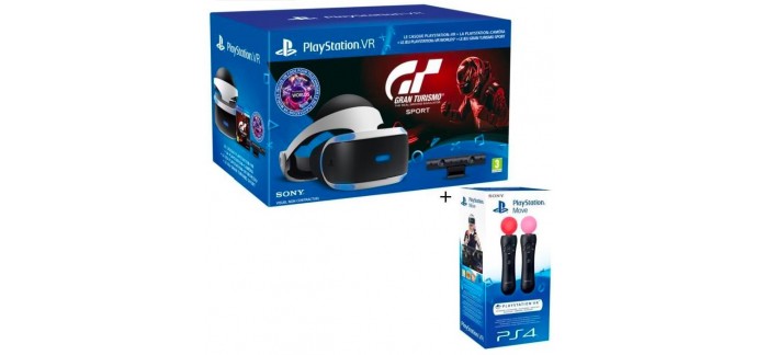 Cdiscount: PlayStation VR + Caméra + PS Move + GTS + VR Worlds + Qui-es-tu ? à 329,99€