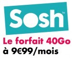 Sosh: Forfait mobile Appels, SMS et MMS illimités + 40Go de data à 9,99€ / mois sans engagement