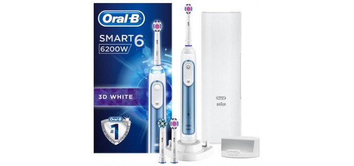 Amazon: Brosse à dents électrique Oral-B Smart 6 6200W 3DWhite à 54,99€ (25€ via ODR)