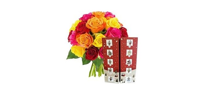 Florajet: 20 roses multicolores + calendrier de l'Avent à 29,90€ au lieu de 36,90€