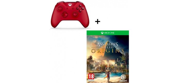 Cdiscount: Pack Manette rouge Xbox One + Assassin's Creed Origins à 77,16€