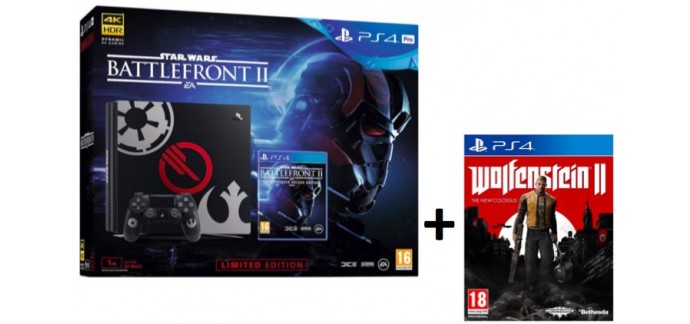 Micromania: PS4 Pro 1To + Star Wars Battrefront II Edition Deluxe + Wolfenstein II à 339€