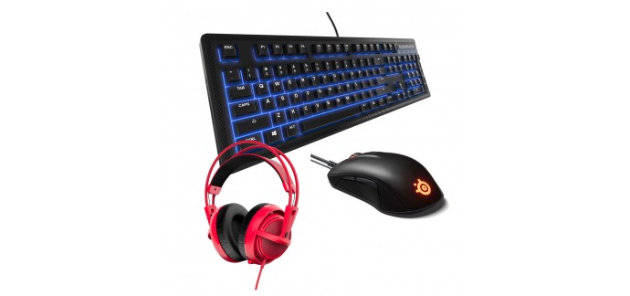 TopAchat: Pack Gaming SteelSeries : Clavier Apex 100 +Souris RIVAL 110 +Casque Siberia 200 Forged Red à 75,11€