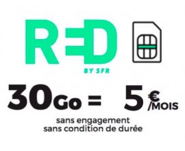 RED by SFR: Forfait mobile Appels, SMS & MMS illimité + 30Go d'Internet à 5€ par mois à vie et sans engagement