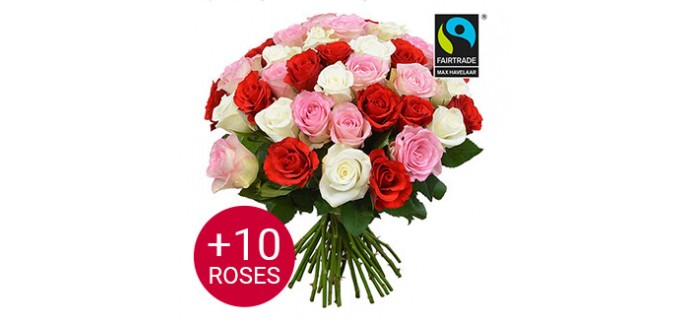 Aquarelle: Le bouquet de 40 roses au prix de 30 roses (26,50 €)