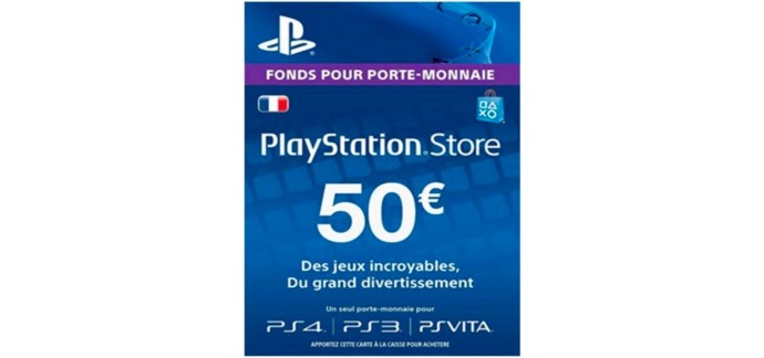 eBay: Carte Playstation Store de 50€ au prix de 41,99€