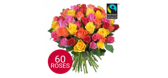 Aquarelle: Un bouquet de 60 roses équitables au prix de 30 roses