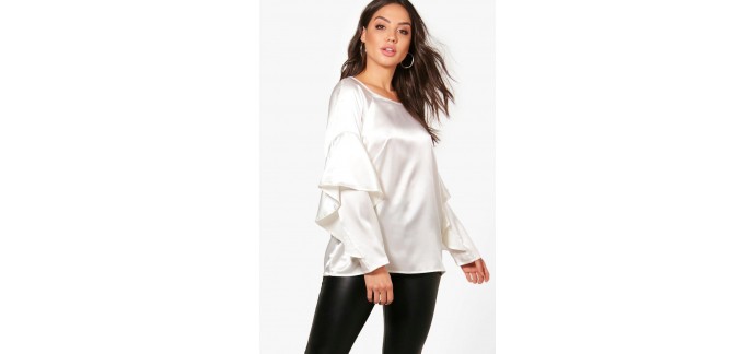 Boohoo: Top Ruby tissé à manches volantées à 9€ au lieu de 30€