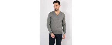 Father & Sons: -30% sur le pull gris col V à coudières gris clair