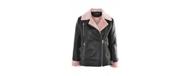 Topshop: Blouson de motard imitation shearling à 76€ au lieu de 125€