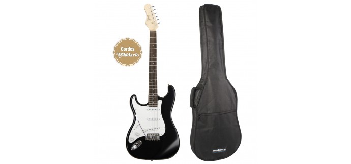 Woodbrass: Guitare électrique Eagletone Sun State LH noir pour gaucher + EGB10 à 85€ au lieu de 127€