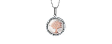 1001 Bijoux: -45% sur le collier en argent rhodié pendentif rond à motif arbre de vie métal rose