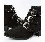 New Look: Boots noires en suédine à boucles et clous à 27,99€ 