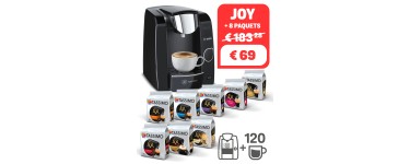 Tassimo: Machine à café Tassimo Joy T45 Noire + 120 boissons à 69€ au lieu de 183,28€