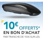 Norauto: 10€ offerts en avoir par tranche de 100€ sur les coffres et barres de toit, fixation et porte-skis