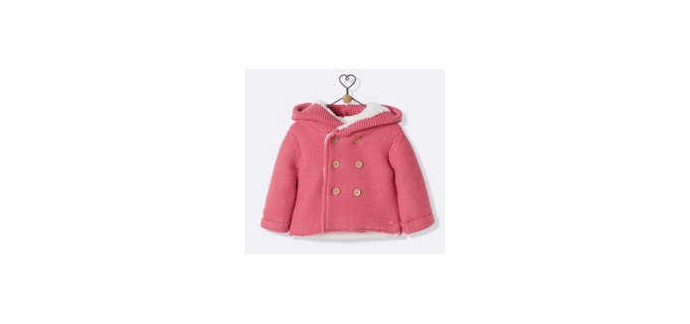 Cyrillus: Veste doublée sherpa bébé rose flashy à 24,95€ au lieu de 49,90€