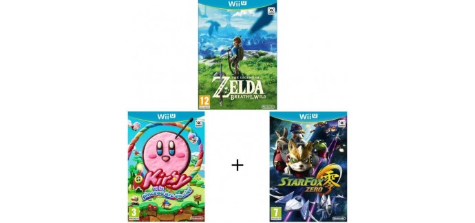 Cdiscount: Pack 3 jeux WII U: Zelda-Breath of the Wild + Kirby et le Pinceau Arc-en-ciel +Starfox Zero à 59,99€