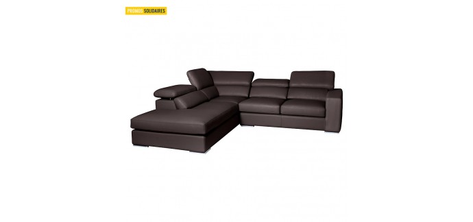 Camif: -10% de remise sur le Canapé d’angle cuir de buffle VERONE, 4490.10€ au lieu de 4989€