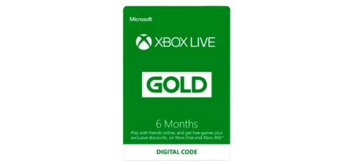 Microsoft: Abonnement Xbox Live 6 mois à 14,67€ au lieu de 39,99€