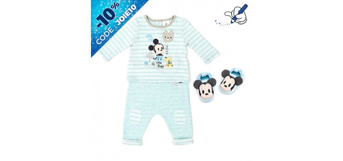 Disney Store: Ensemble pyjama et chaussons Mickey Mouse pour bébé à 14€ au lieu de 28€