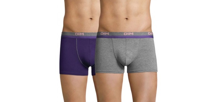 DIM: Lot de 2 boxers gris chiné et violet auburn à 11.45€ au lieu de 22.90€