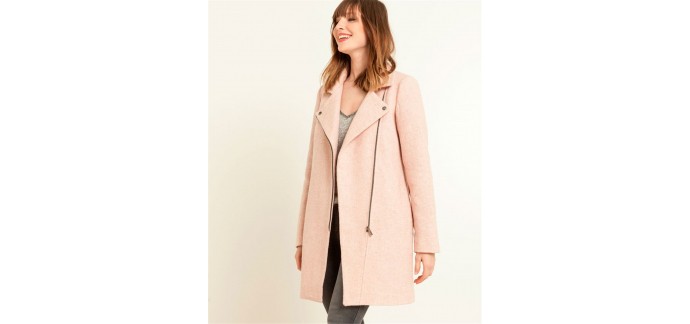 Grain De Malice: Manteau femme Style perfecto rose à 59,99€ au lieu de 99,99€ 