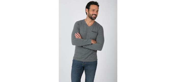 Father & Sons: T-shirt manches longues homme gris en soldes à 17,90€ au lieu de 35,90€