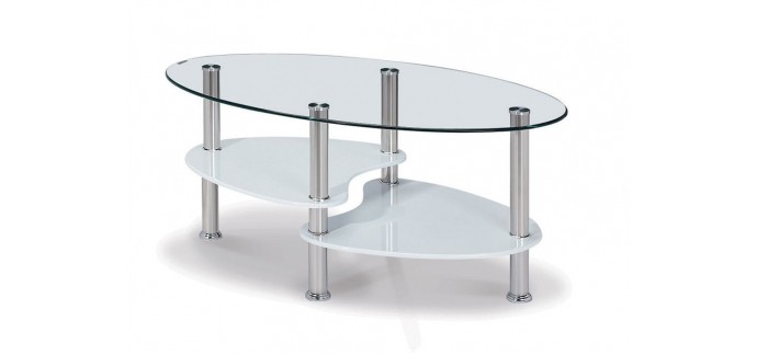 Rakuten: Table basse blanche en verre trempé à 39€ au lieu de 99€